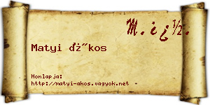 Matyi Ákos névjegykártya
