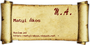 Matyi Ákos névjegykártya